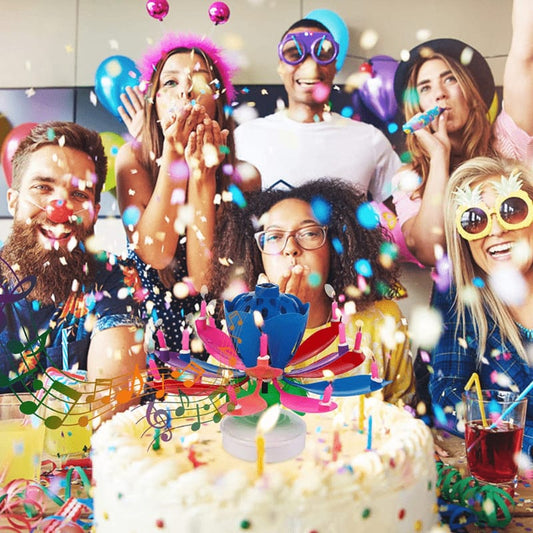 RENDEZ VOS ANNIVERSSAIRES MAGIQUES GRACE À NOTRE SUPER BOUGIE FESTIVE QUI CHANTE ET S'OUVRE COMME UNE FLEURE